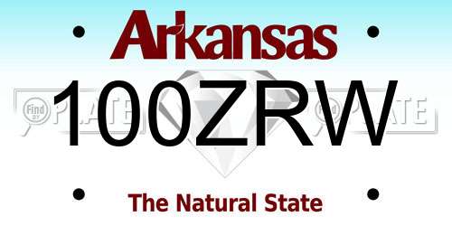100ZRW Arkansas License Plate