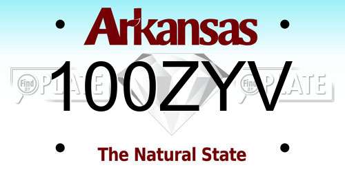 100ZYV Arkansas License Plate
