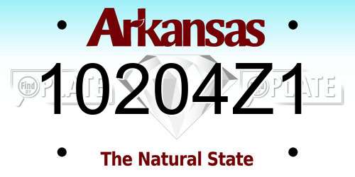 10204Z1 Arkansas License Plate