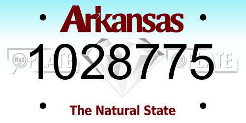 1028775 Arkansas License Plate