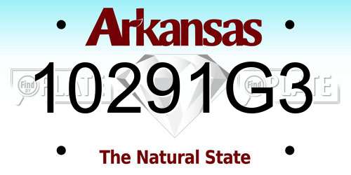 10291G3 Arkansas License Plate
