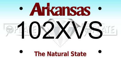 102XVS Arkansas License Plate