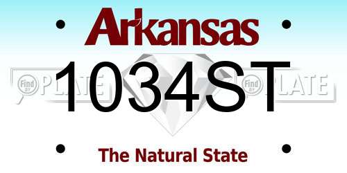 1034ST Arkansas License Plate