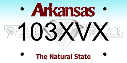 103XVX Arkansas License Plate