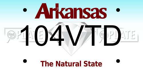 104VTD Arkansas License Plate