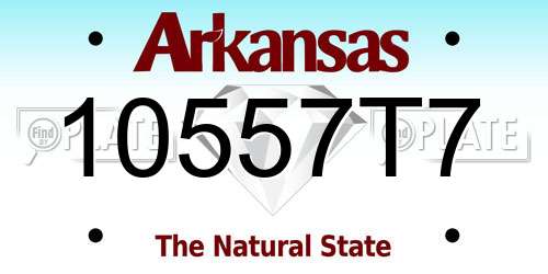 10557T7 Arkansas License Plate