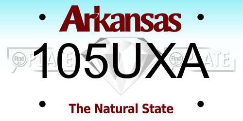 105UXA Arkansas License Plate