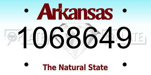 1068649 Arkansas License Plate