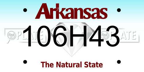 106H43 Arkansas License Plate