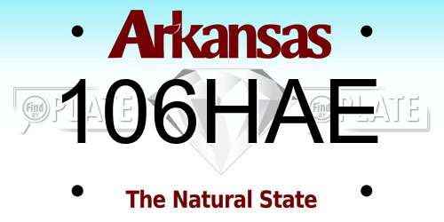 106HAE Arkansas License Plate