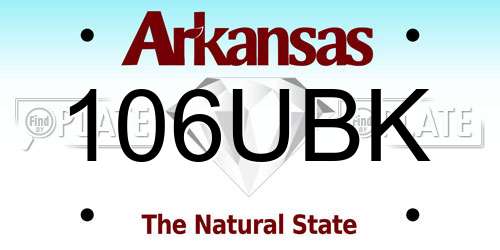 106UBK Arkansas License Plate