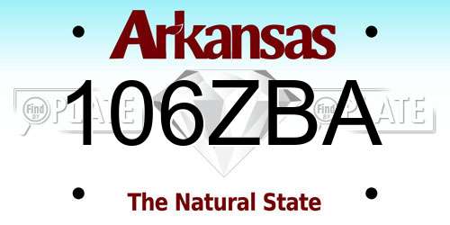 106ZBA Arkansas License Plate