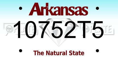10752T5 Arkansas License Plate