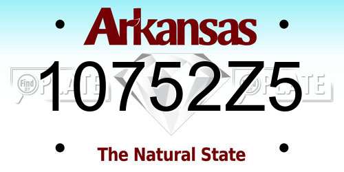10752Z5 Arkansas License Plate