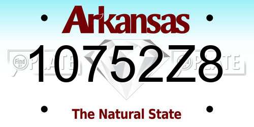 10752Z8 Arkansas License Plate