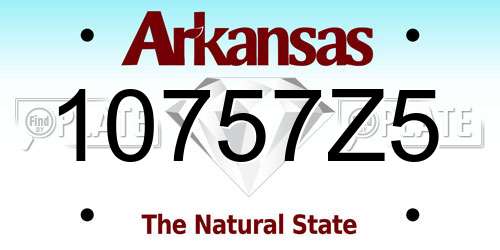 10757Z5 Arkansas License Plate