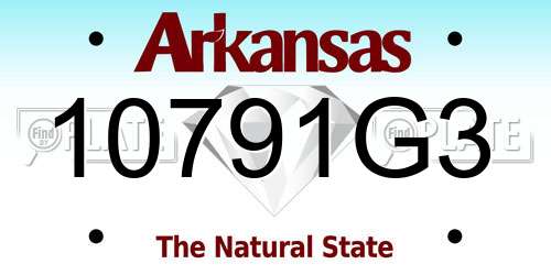 10791G3 Arkansas License Plate