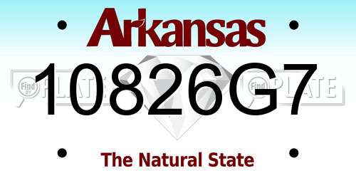 10826G7 Arkansas License Plate
