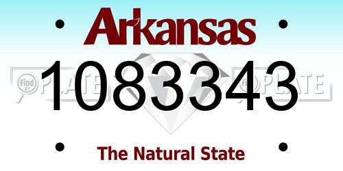 1083343 Arkansas License Plate