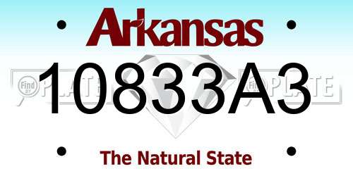 10833A3 Arkansas License Plate