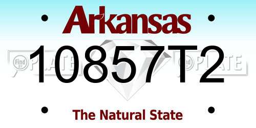 10857T2 Arkansas License Plate
