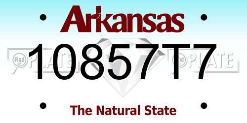 10857T7 Arkansas License Plate