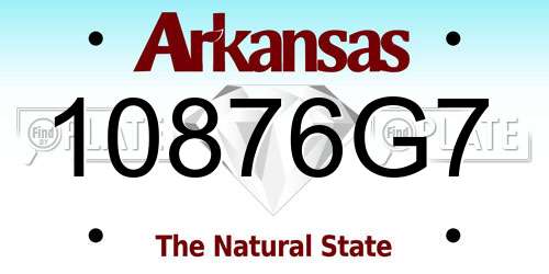 10876G7 Arkansas License Plate