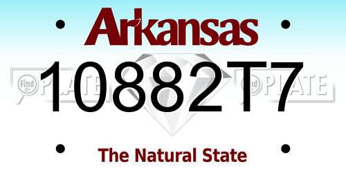 10882T7 Arkansas License Plate