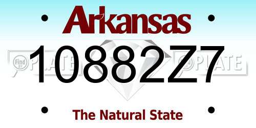 10882Z7 Arkansas License Plate