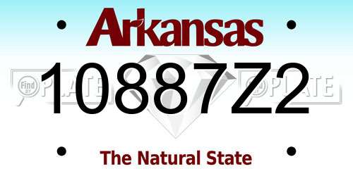 10887Z2 Arkansas License Plate