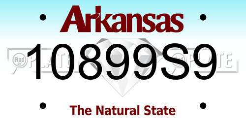 10899S9 Arkansas License Plate