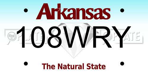 108WRY Arkansas License Plate
