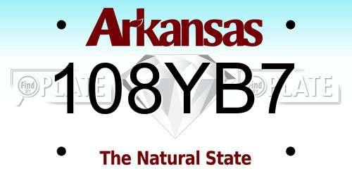 108YB7 Arkansas License Plate