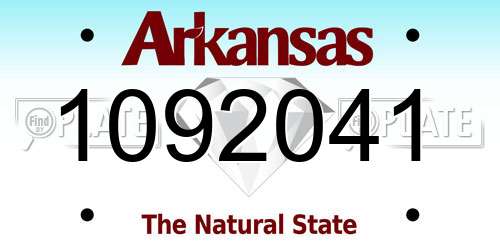 1092041 Arkansas License Plate