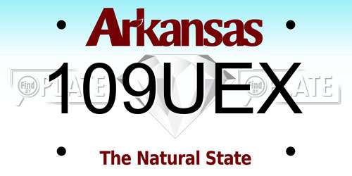 109UEX Arkansas License Plate