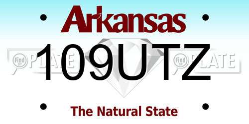 109UTZ Arkansas License Plate