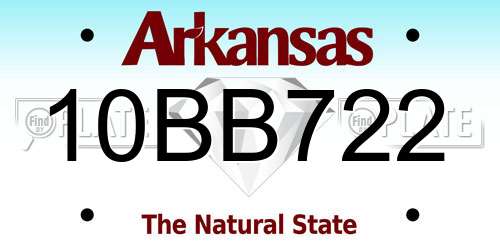 10BB722 Arkansas License Plate