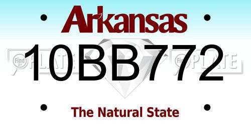 10BB772 Arkansas License Plate