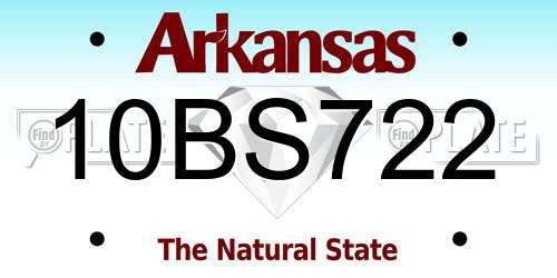 10BS722 Arkansas License Plate