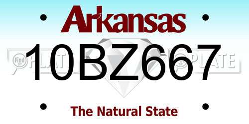 10BZ667 Arkansas License Plate