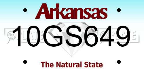 10GS649 Arkansas License Plate