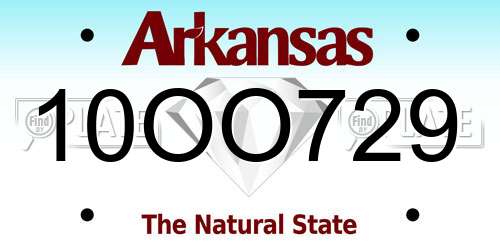 10OO729 Arkansas License Plate