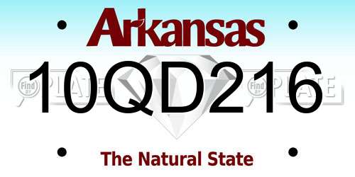 10QD216 Arkansas License Plate