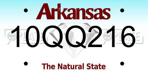 10QQ216 Arkansas License Plate