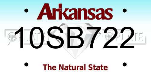 10SB722 Arkansas License Plate