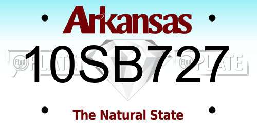 10SB727 Arkansas License Plate