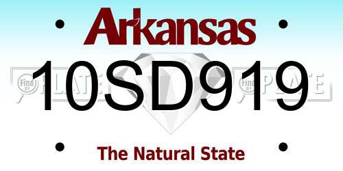 10SD919 Arkansas License Plate