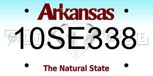10SE338 Arkansas License Plate