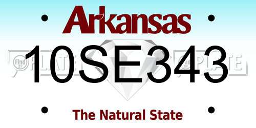 10SE343 Arkansas License Plate
