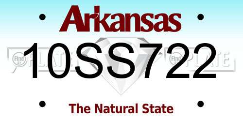 10SS722 Arkansas License Plate